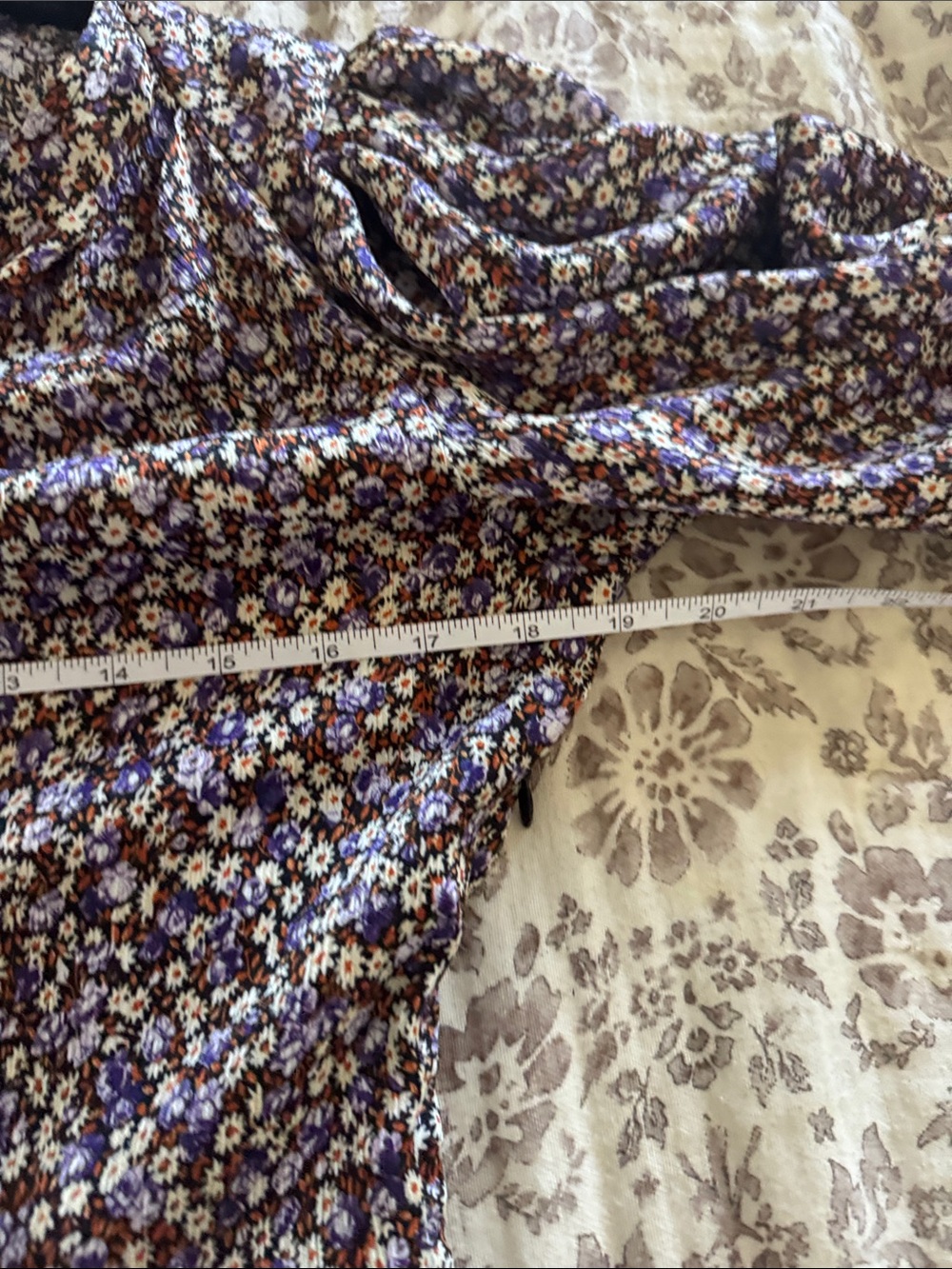 Zara Purple Floral V-Neck Long Sleeve Mini Dress - Picture 9 of 13